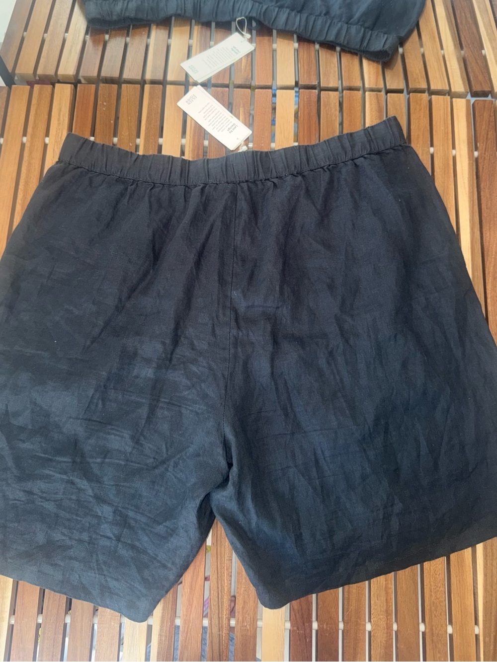 Eileen Fisher Shorts Drawstring Elastic Waist Mid Thigh Linen Graphite XL $128 - Picture 8 of 9